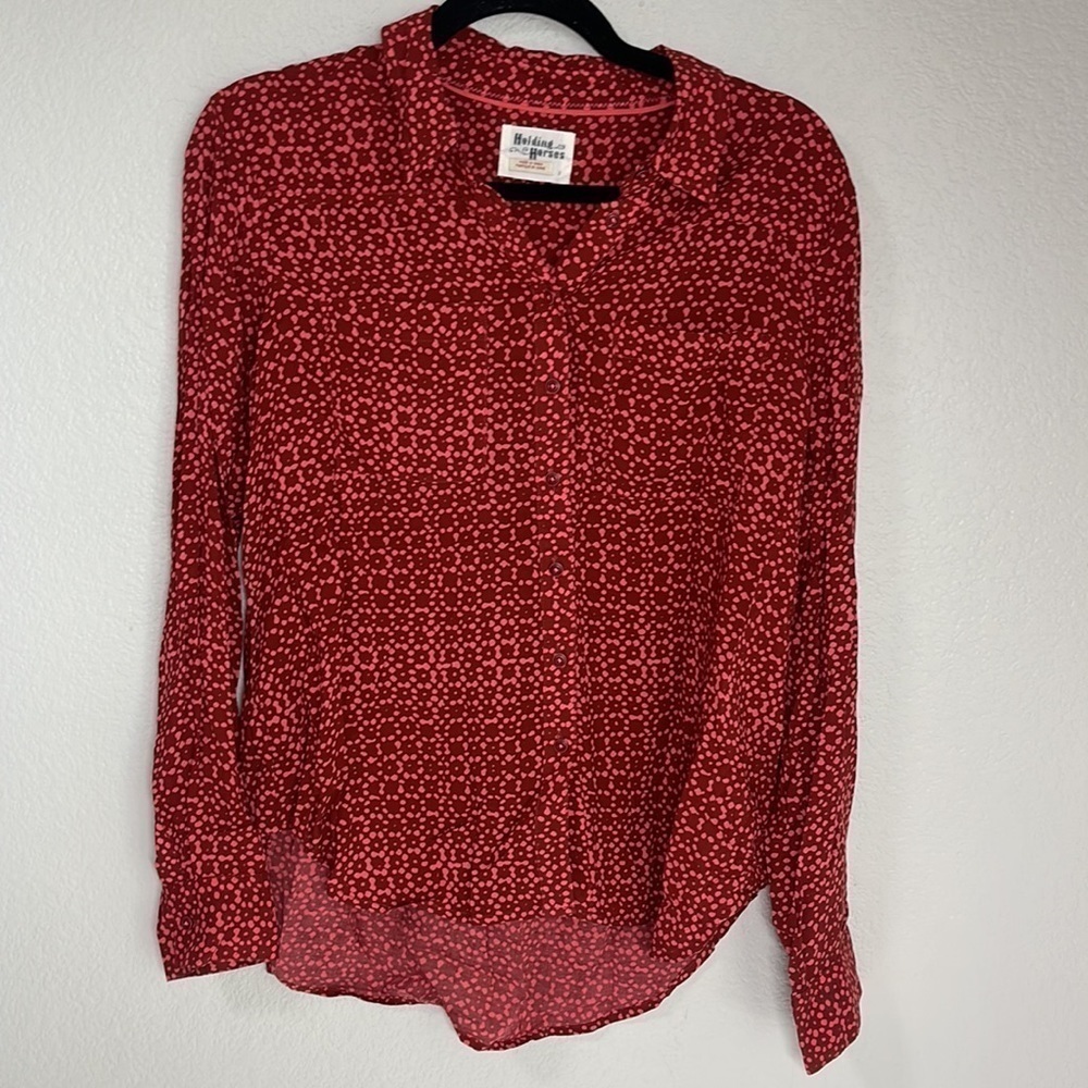 Holding Horses Anthropologie Sammie Long Sleeve Printed Button Front Blouse 2